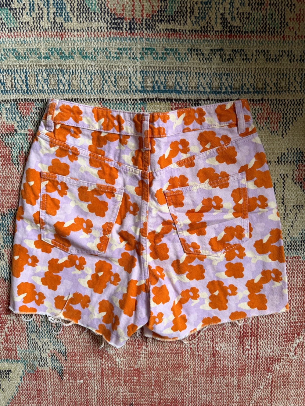 ZARA FLORAL DENIM SHORTS - Picture 4 of 4